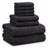 Wisteria Floral Jacquard 8-Piece Cotton Towel Set – Medium Weight Bathroom Towels