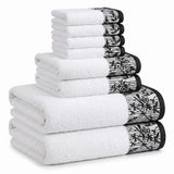 Wisteria Floral Jacquard 8-Piece Cotton Towel Set – Medium Weight Bathroom Towels