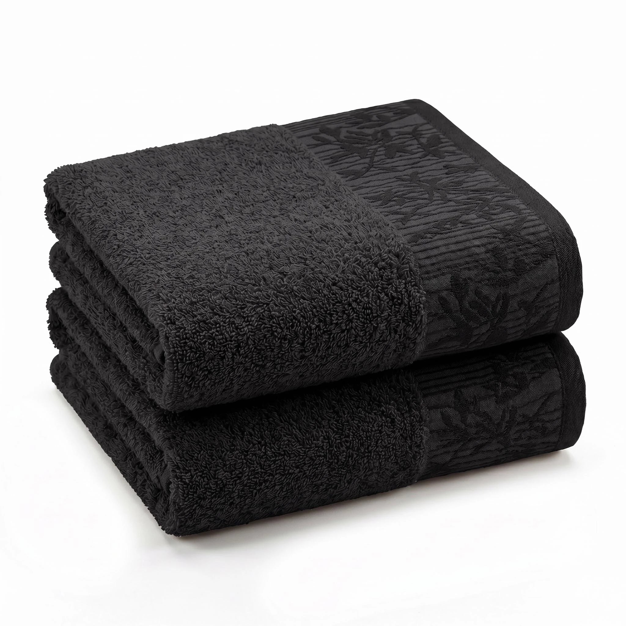 Wisteria Floral Jacquard Cotton Bath Towels – Absorbent Medium Weight Full Body Towels