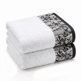 Wisteria Floral Jacquard Cotton Bath Towels – Absorbent Medium Weight Full Body Towels