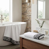 Wisteria Floral Jacquard Cotton Bath Towels – Absorbent Medium Weight Full Body Towels