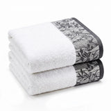 Wisteria Floral Jacquard Cotton Bath Towels – Absorbent Medium Weight Full Body Towels