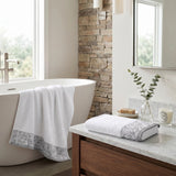 Wisteria Floral Jacquard Cotton Bath Towels – Absorbent Medium Weight Full Body Towels