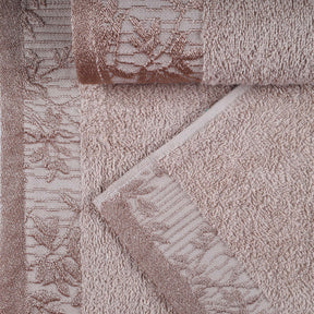 Superior Wisteria Cotton Floral Jacquard 8 Piece Towel Set - Frappe