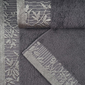 Superior Wisteria Cotton Floral Jacquard Border Hand Towels (Set of 4)