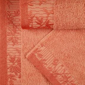 Superior Wisteria Cotton Floral Jacquard Border Hand Towels (Set of 4)