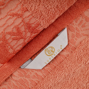 Superior Wisteria Cotton Floral Jacquard 6 Piece Towel Set - Mandarian