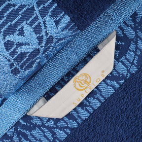 Superior Wisteria Cotton Floral Jacquard 6 Piece Towel Set -  Navy Blue