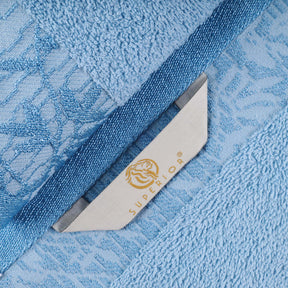 Superior Wisteria Cotton Floral Jacquard 3 Piece Towel Set - Waterfall