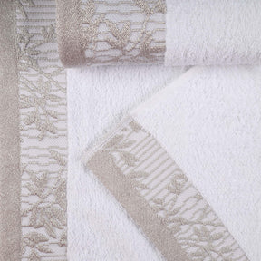 Superior Wisteria Cotton Floral Jacquard Border Hand Towels (Set of 4)