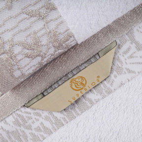 Superior Wisteria Cotton Floral Jacquard 3 Piece Towel Set - White