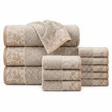 Wisteria Floral Jacquard 12-Piece Cotton Towel Set – Medium Weight Bathroom Towels