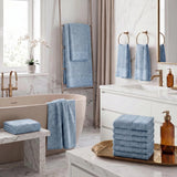 Wisteria Floral Jacquard 12-Piece Cotton Towel Set – Medium Weight Bathroom Towels