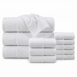 Wisteria Floral Jacquard 12-Piece Cotton Towel Set – Medium Weight Bathroom Towels