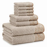 Wisteria Floral Jacquard 8-Piece Cotton Towel Set – Medium Weight Bathroom Towels