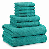 Wisteria Floral Jacquard 8-Piece Cotton Towel Set – Medium Weight Bathroom Towels