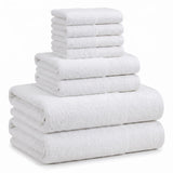 Wisteria Floral Jacquard 8-Piece Cotton Towel Set – Medium Weight Bathroom Towels