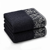 Wisteria Floral Jacquard Cotton Bath Towels – Absorbent Medium Weight Full Body Towels
