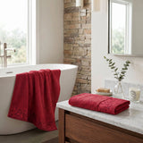 Wisteria Floral Jacquard Cotton Bath Towels – Absorbent Medium Weight Full Body Towels