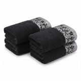 Wisteria Floral Jacquard Cotton Hand Towels – 4-Piece Hand Towel Set
