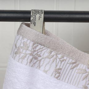 Superior Wisteria Cotton Floral Jacquard Border Bath Towels - White