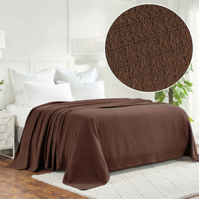 Waffle Weave Honeycomb Knit Soft Solid Textured Cotton Blanket - Chocolate