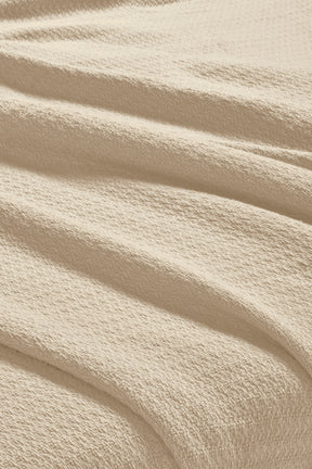 Waffle Weave Honeycomb Knit Soft Solid Textured Cotton Blanket - Ivory