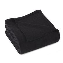 Waffle Weave Honeycomb Knit Soft Solid Textured Cotton Blanket - Black