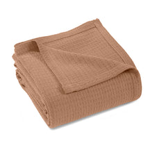 Waffle Weave Honeycomb Knit Soft Solid Textured Cotton Blanket - Camel
