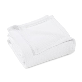 Waffle Weave Honeycomb Knit Soft Solid Textured Cotton Blanket - White