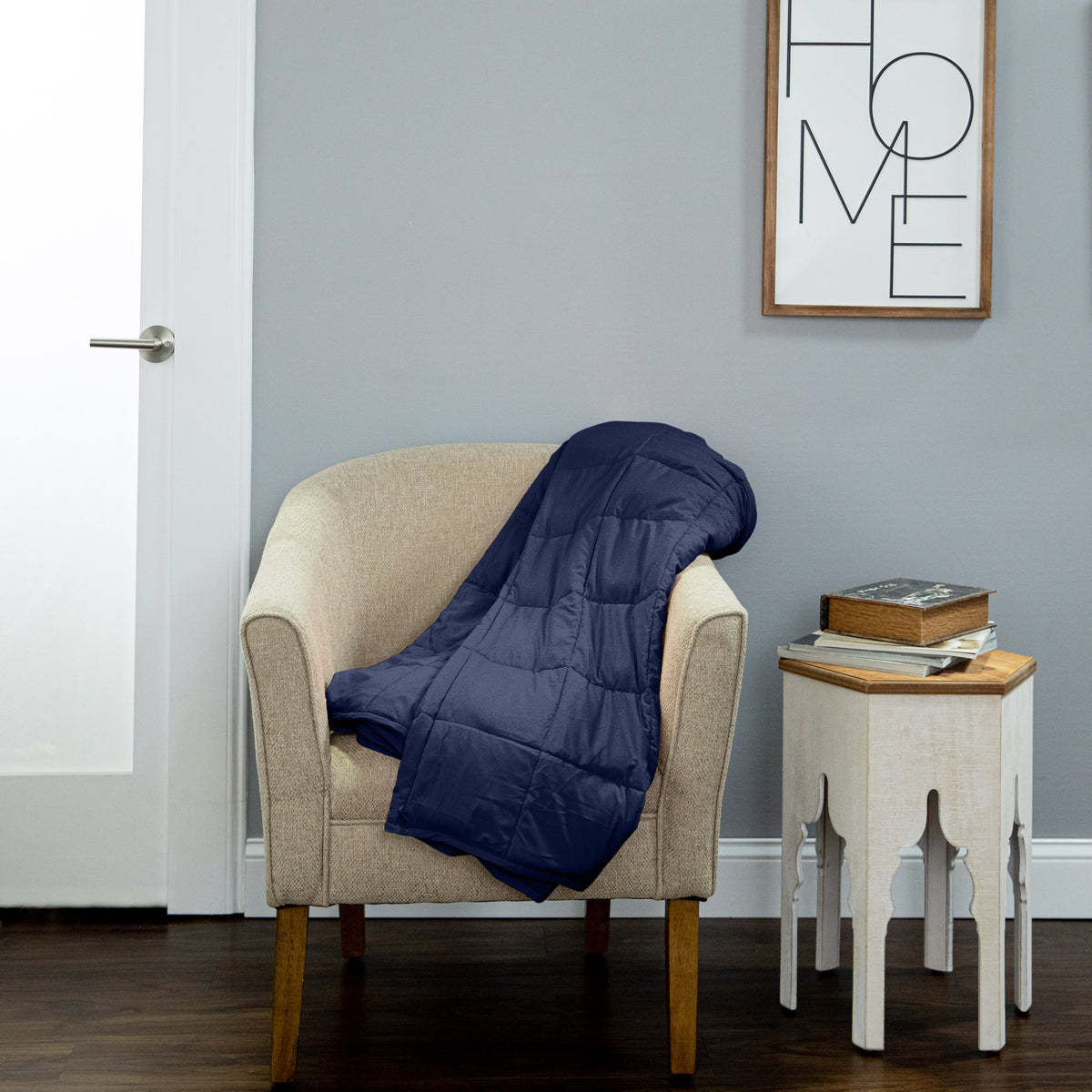 Weighted Quilted Microfiber Throw Blanket - Navy Blue