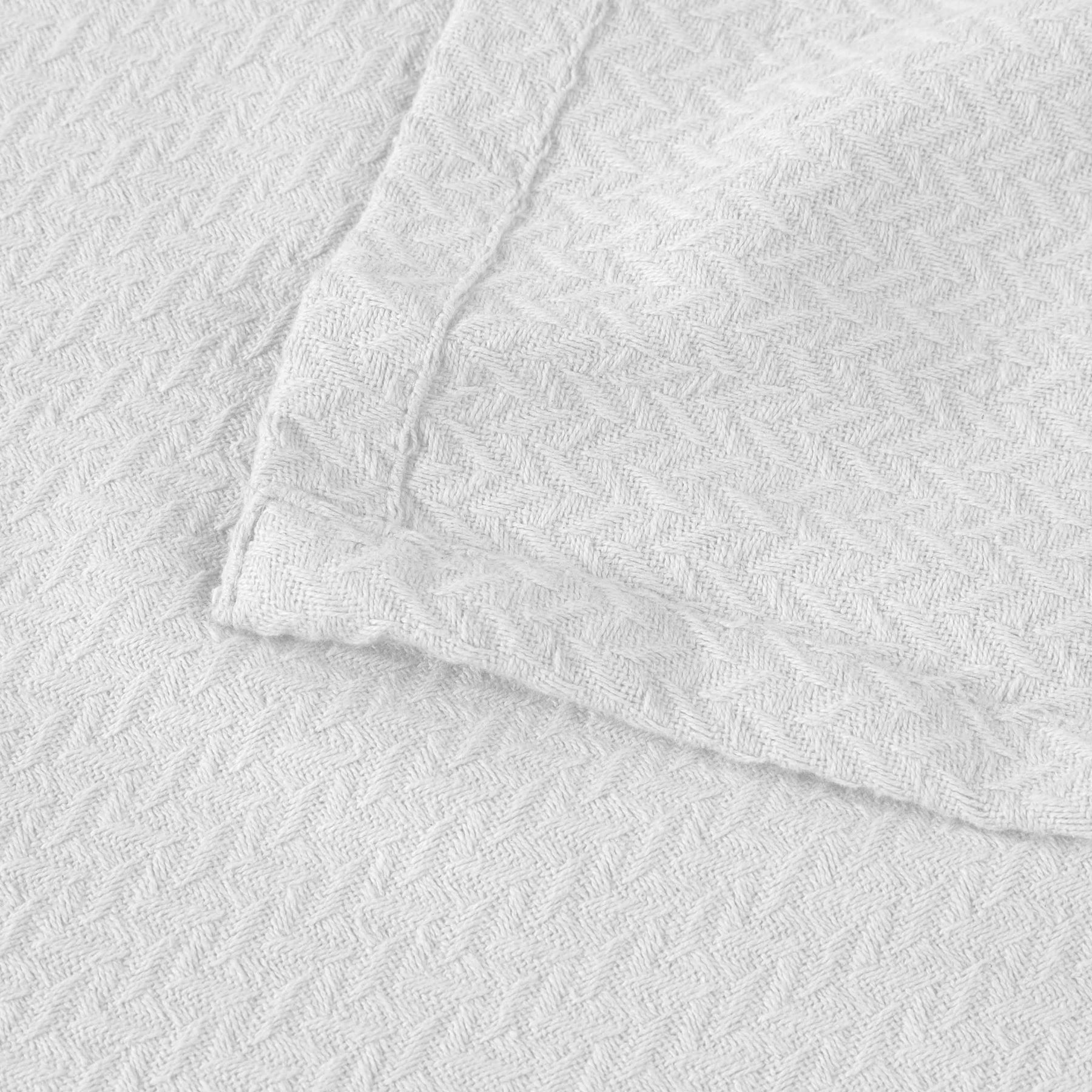 Nobel Cotton Textured Jacquard Chevron Lightweight Woven Blanket - White