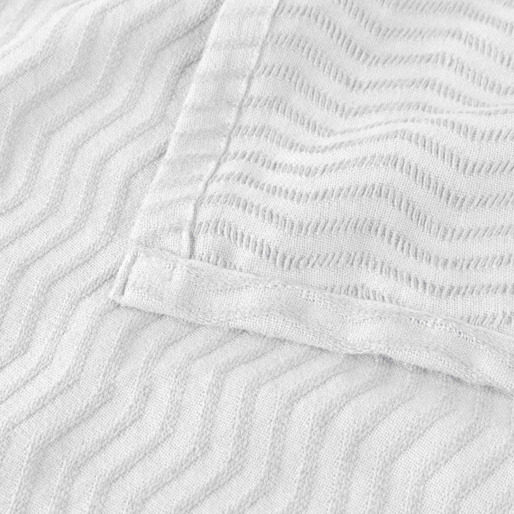 Jena Cotton Textured Chevron Lightweight Woven Blanket - White