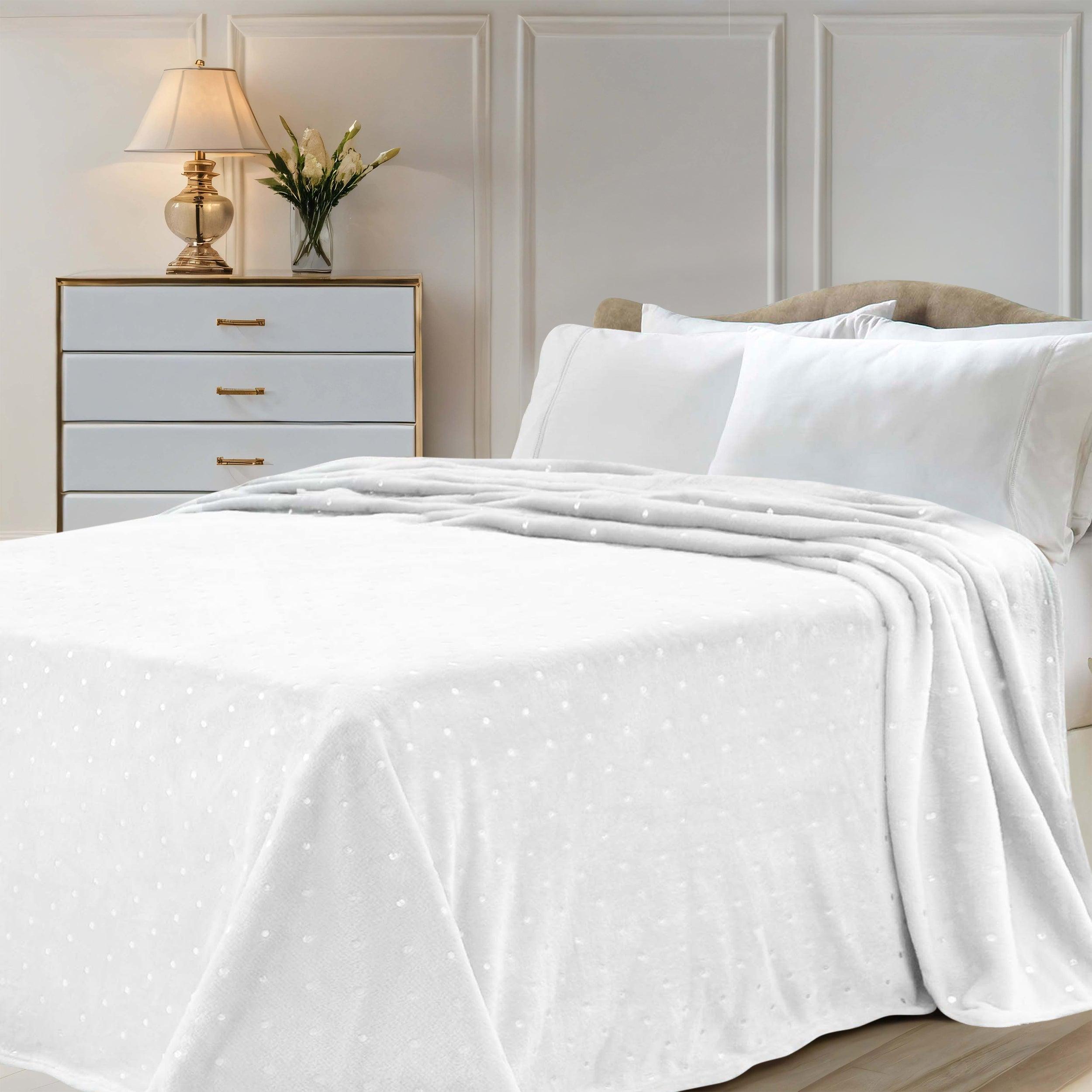 Fleece Plush Medium Weight Fluffy Soft Decorative Polka Dot Blanket - Blanket by Superior Brand
