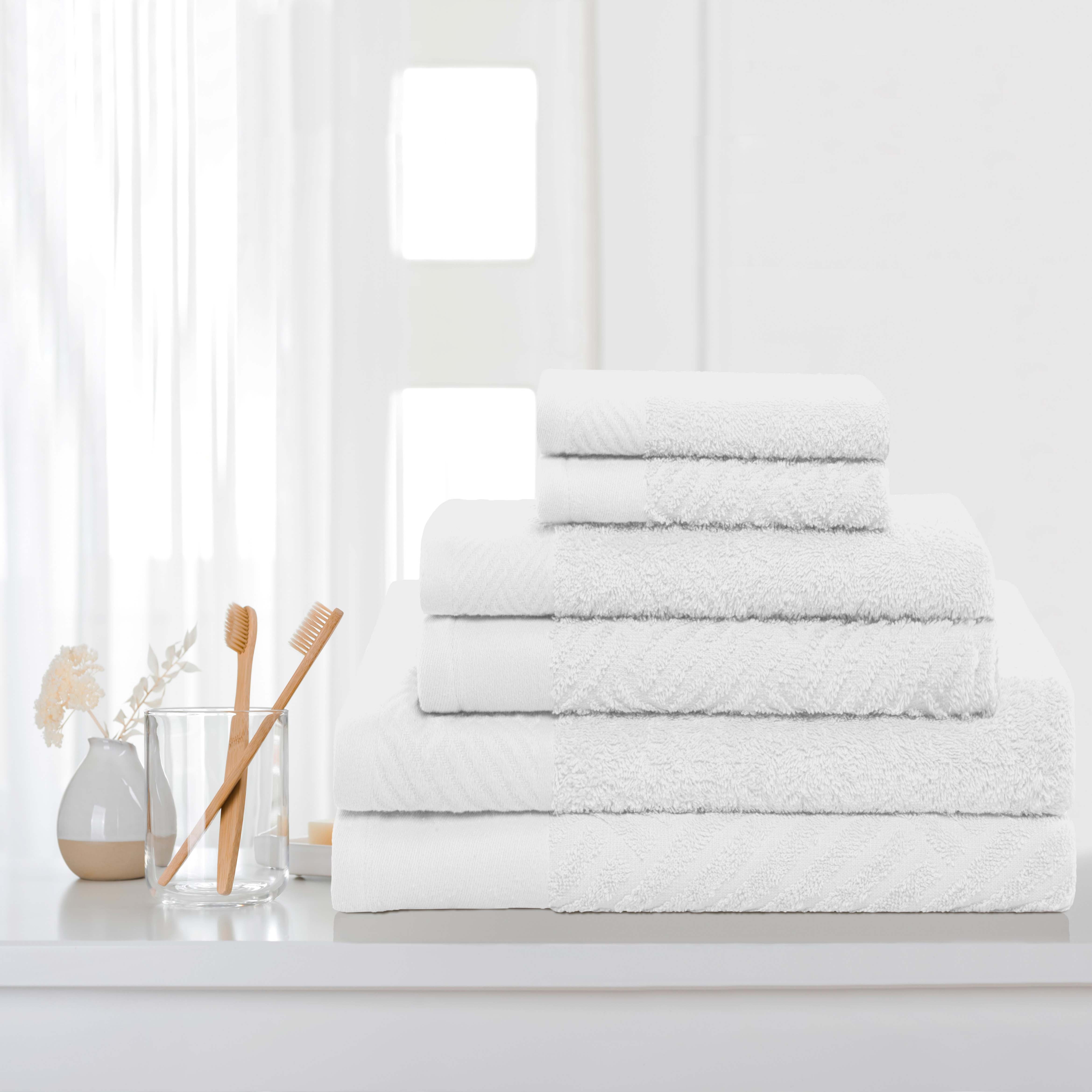 Egyptian Cotton Basketweave Towel Set 6 Piece - Egyptian Cotton Towel Set by Superior Brand