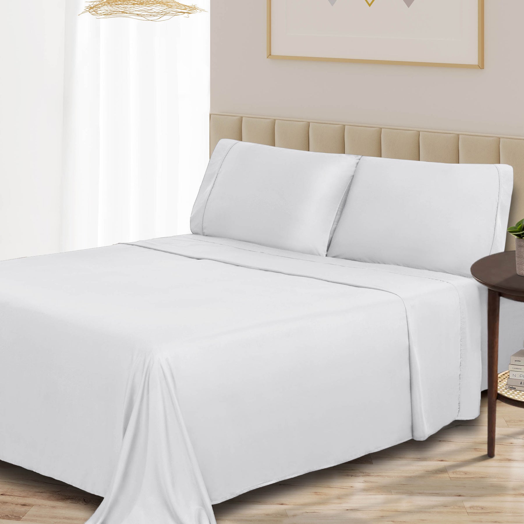 300 Thread Count Rayon From Bamboo Solid Deep Pocket Sheet Set - White