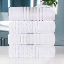 Sadie Zero Twist Cotton Solid and Jacquard Floral Bath Towel Set of 4 - Bath Towel by Superior Brand