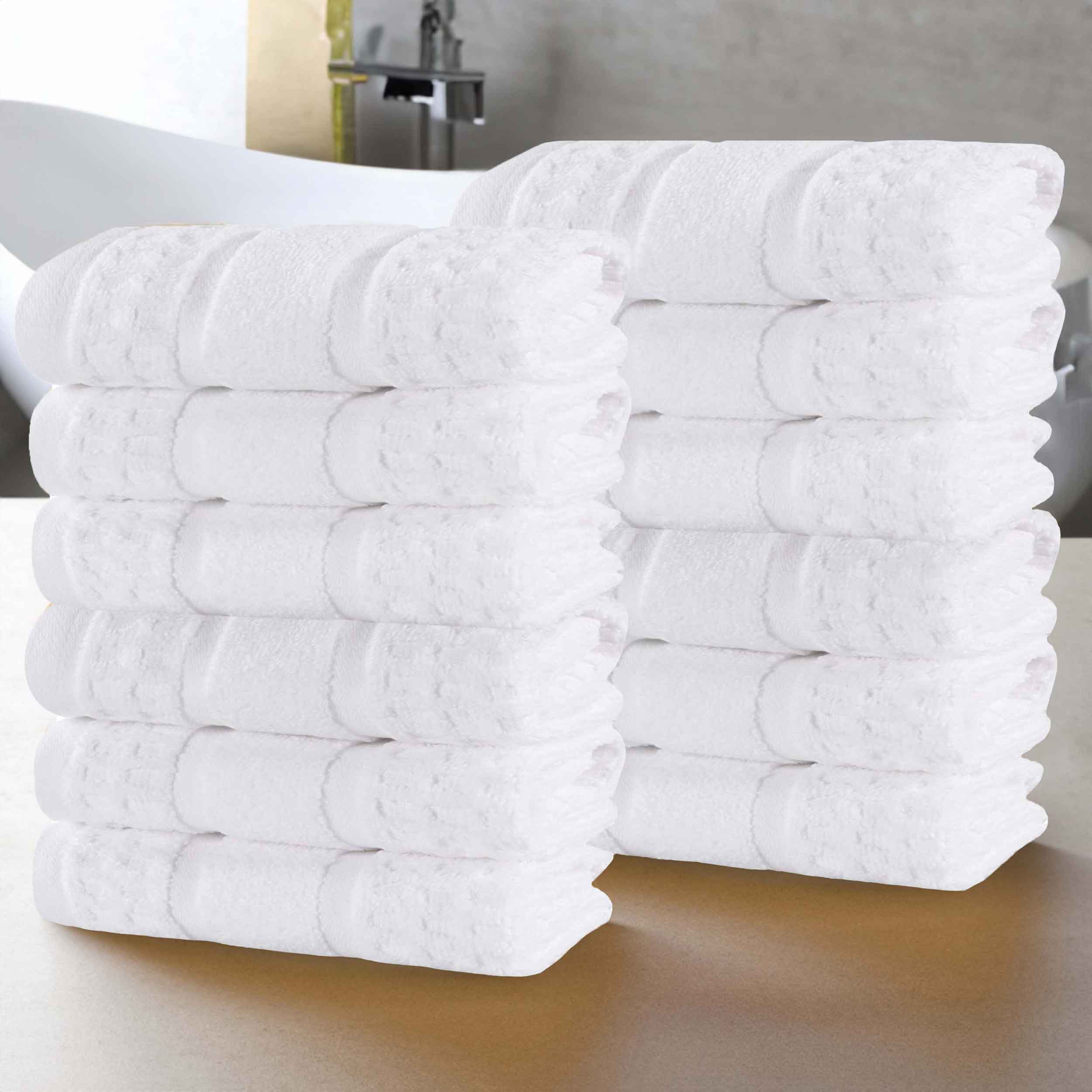 Napa Zero Twist Cotton Solid Waffle Face Towel Washcloth Set of 12 - Towel Set by Superior Brand