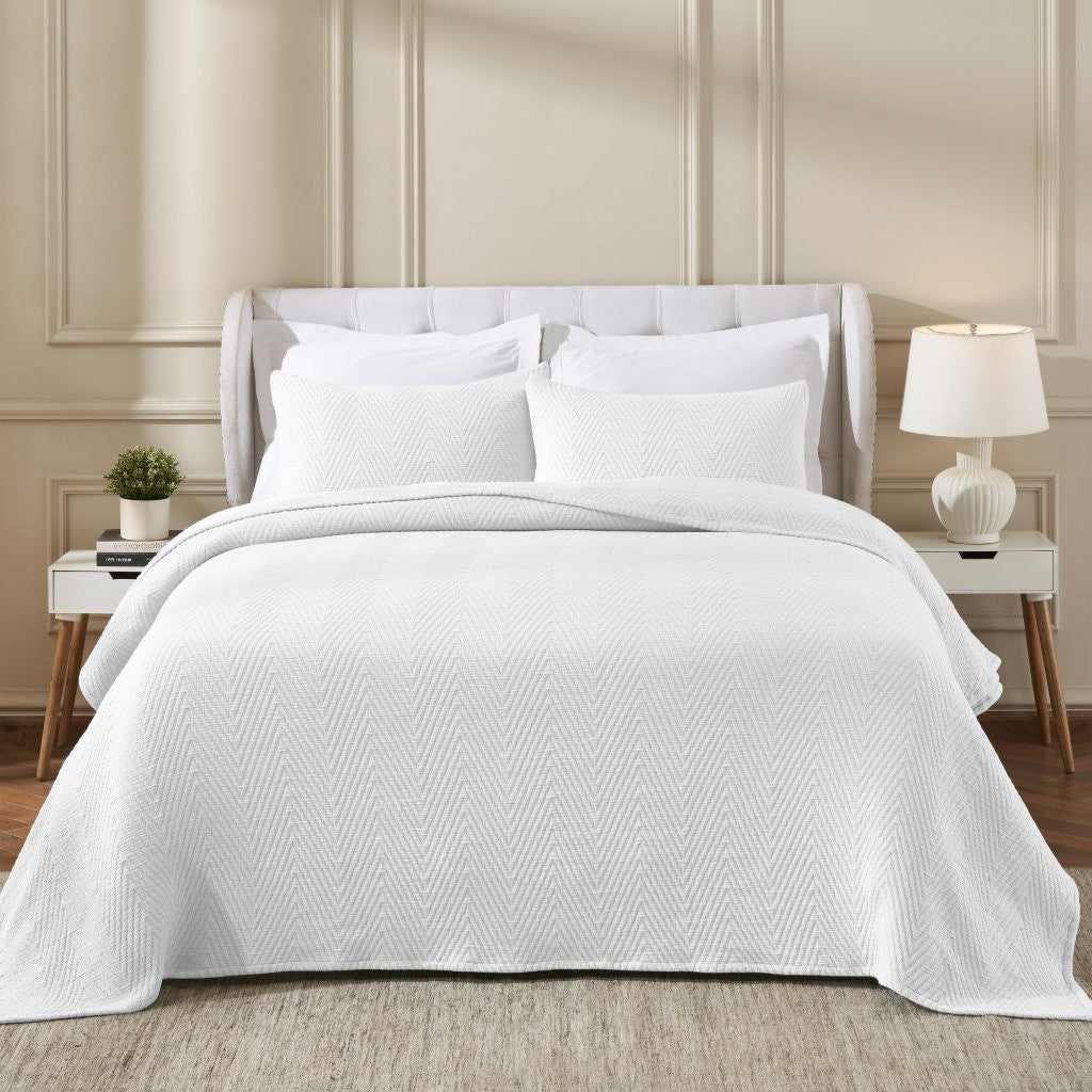 Aswan Cotton Medium Weight Textured Modern Chevron Woven Coverlet - Coverlet by Superior Brand