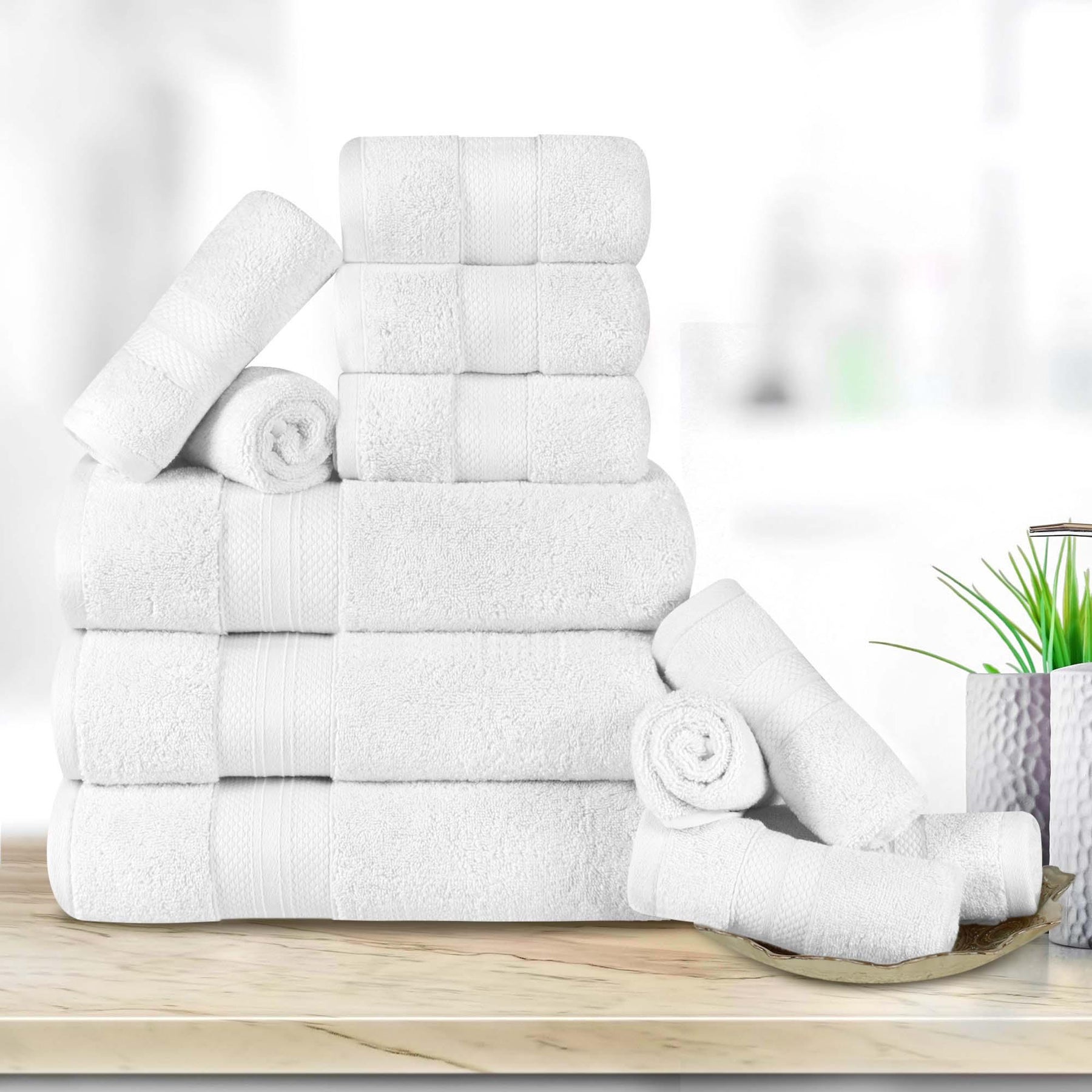 Turkish Cotton Highly Absorbent Solid 12 Piece Ultra Plush Towel Set