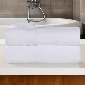 Zero Twist Smart Dry Combed Cotton 2 Piece Bath Towel Set - White