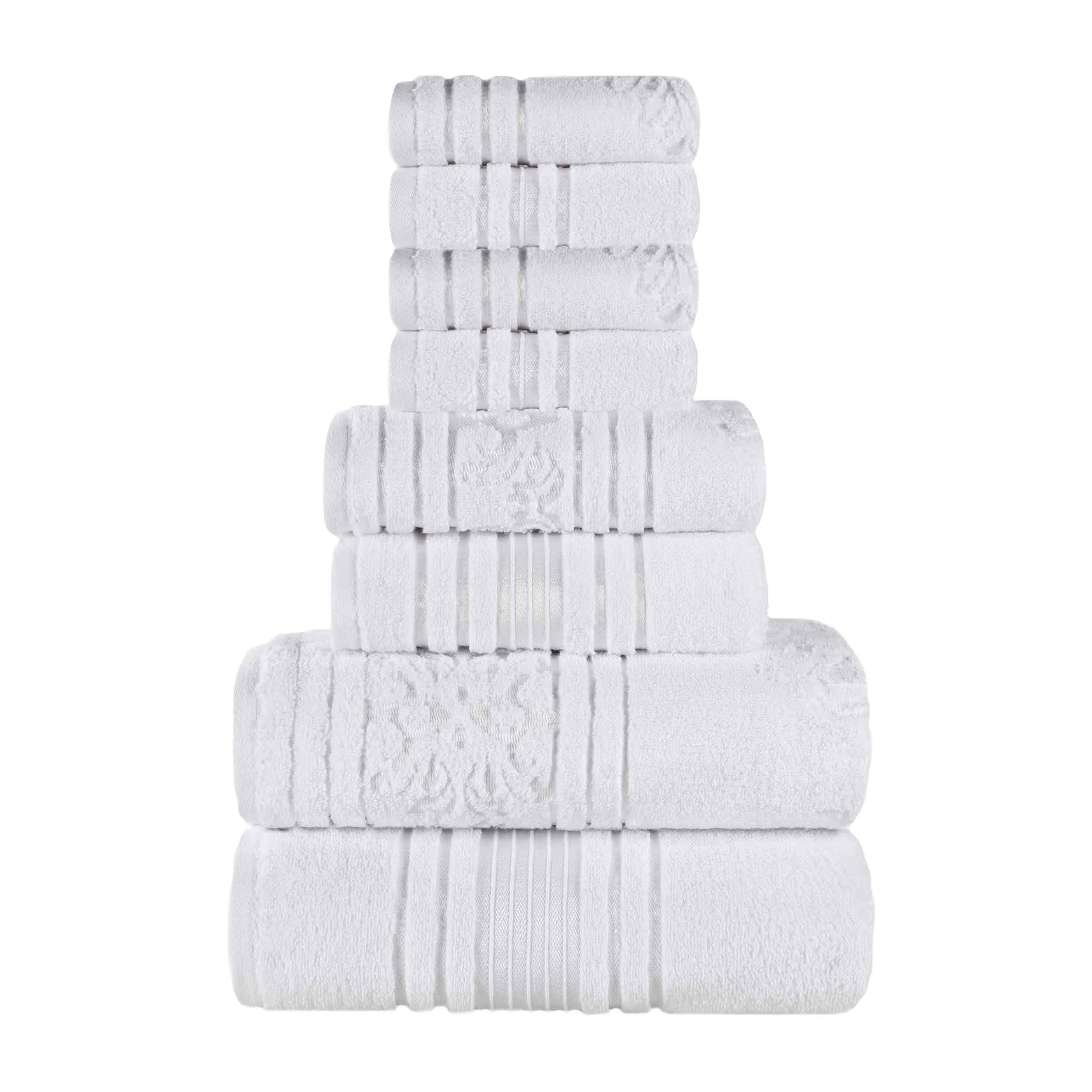 Sadie Zero Twist Cotton Solid and Jacquard Floral 8 Piece Towel Set - Towel Set by Superior Brand