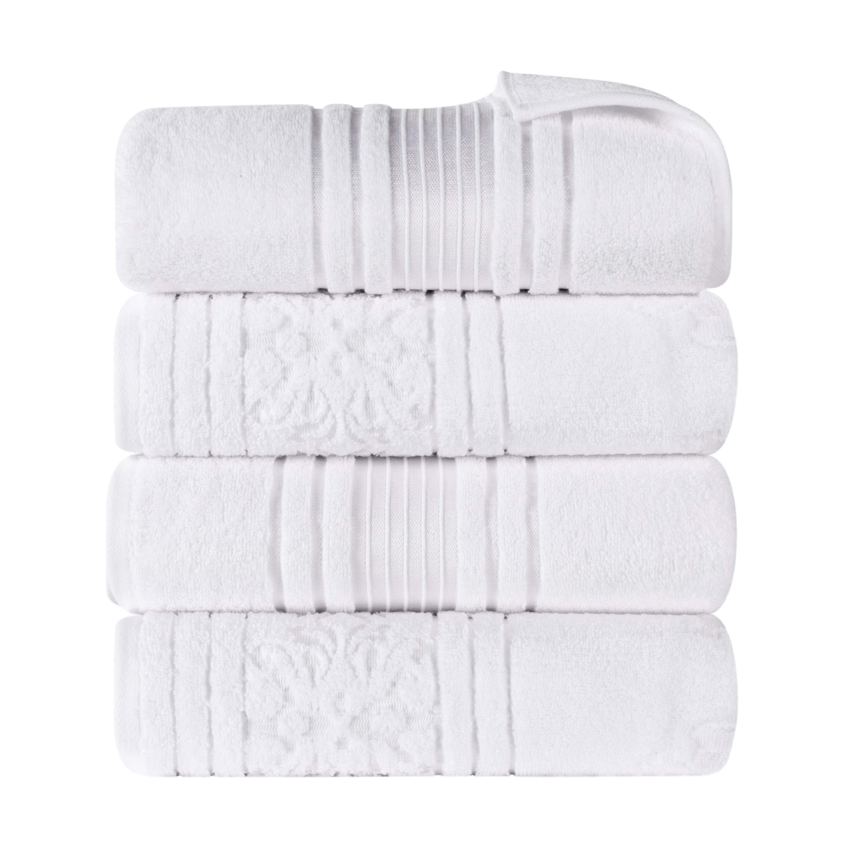 Sadie Zero Twist Cotton Solid and Jacquard Floral Bath Towel Set of 4 - Bath Towel by Superior Brand