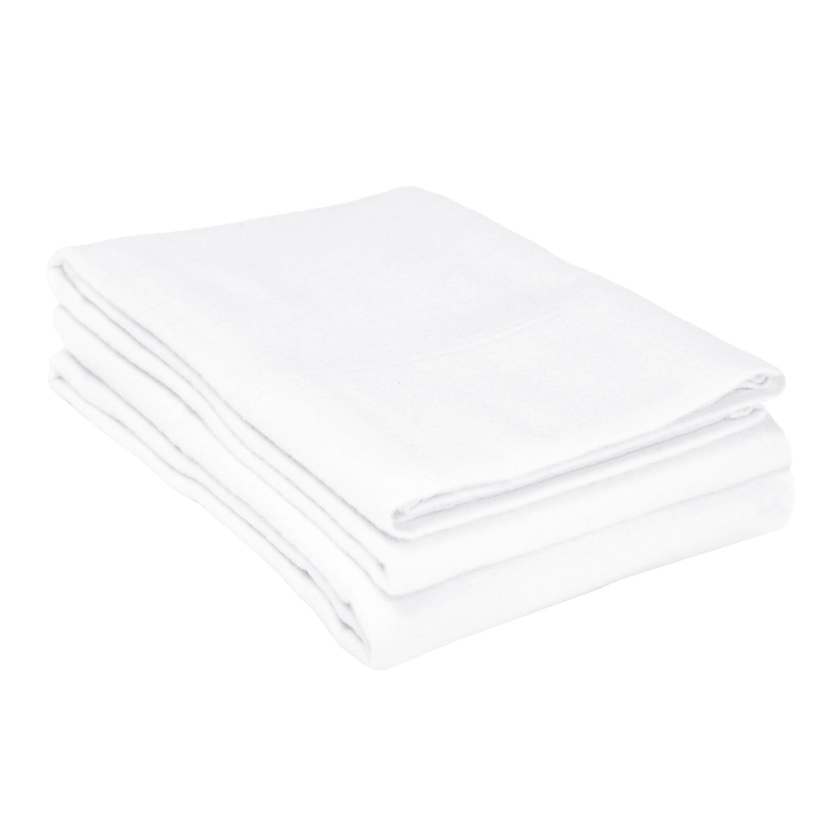 Solid Flannel Cotton Soft Fuzzy Pillowcases, Set of 2 - White