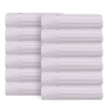 Soho Ribbed Cotton Absorbent Face Towel / Washcloth Set of 12 - White