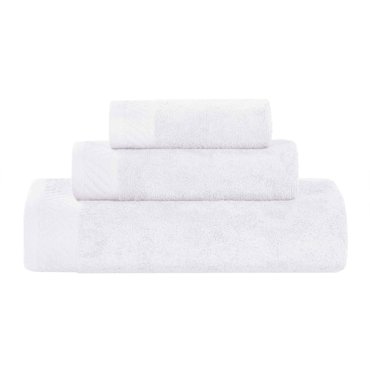 Basketweave Egyptian Cotton Solid 3 Piece Assorted Towel Set - White