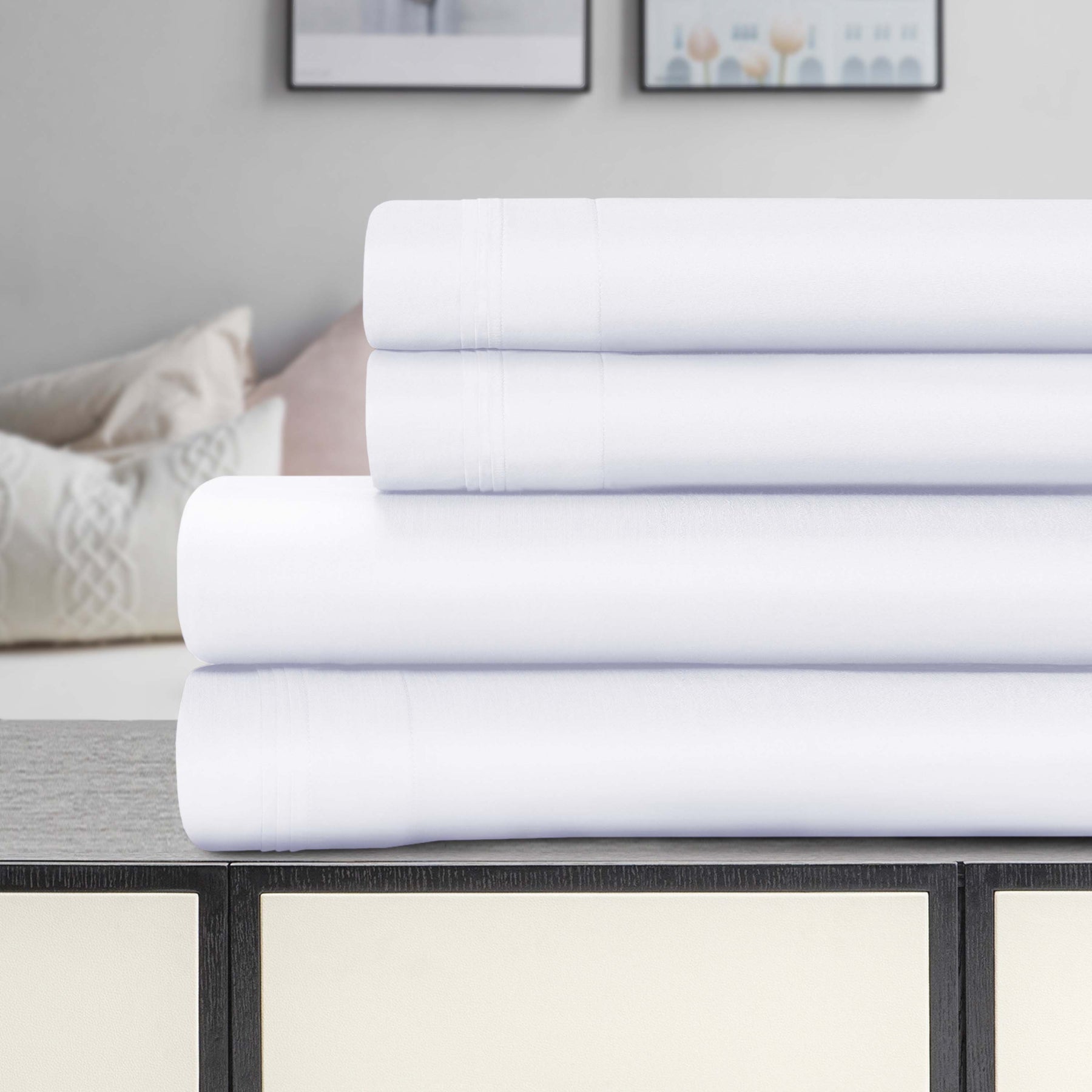 Egyptian Cotton 1500 Thread Count Eco Friendly Solid Sheet Set - White