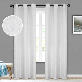 Venetian Damask Jacquard Curtain Panels, Set of 2 - White