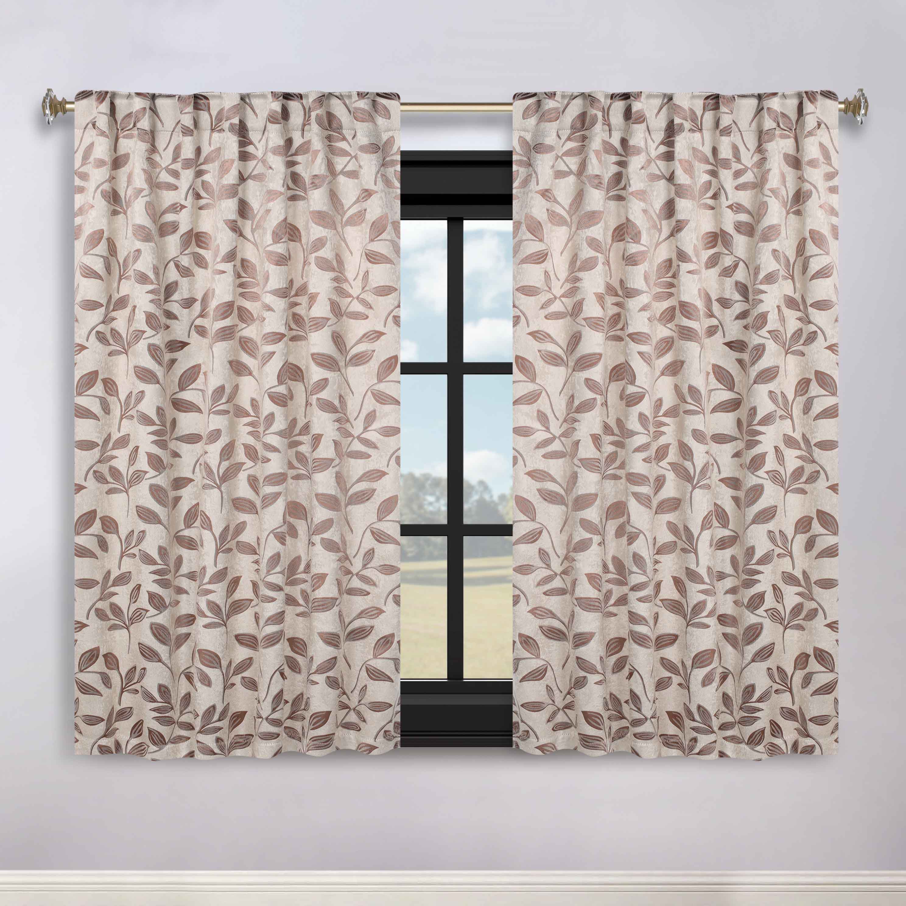 Leaves Room Darkening Back Tabs Blackout Curtain Panels, Set of 2 - Blackout Curtains by Superior