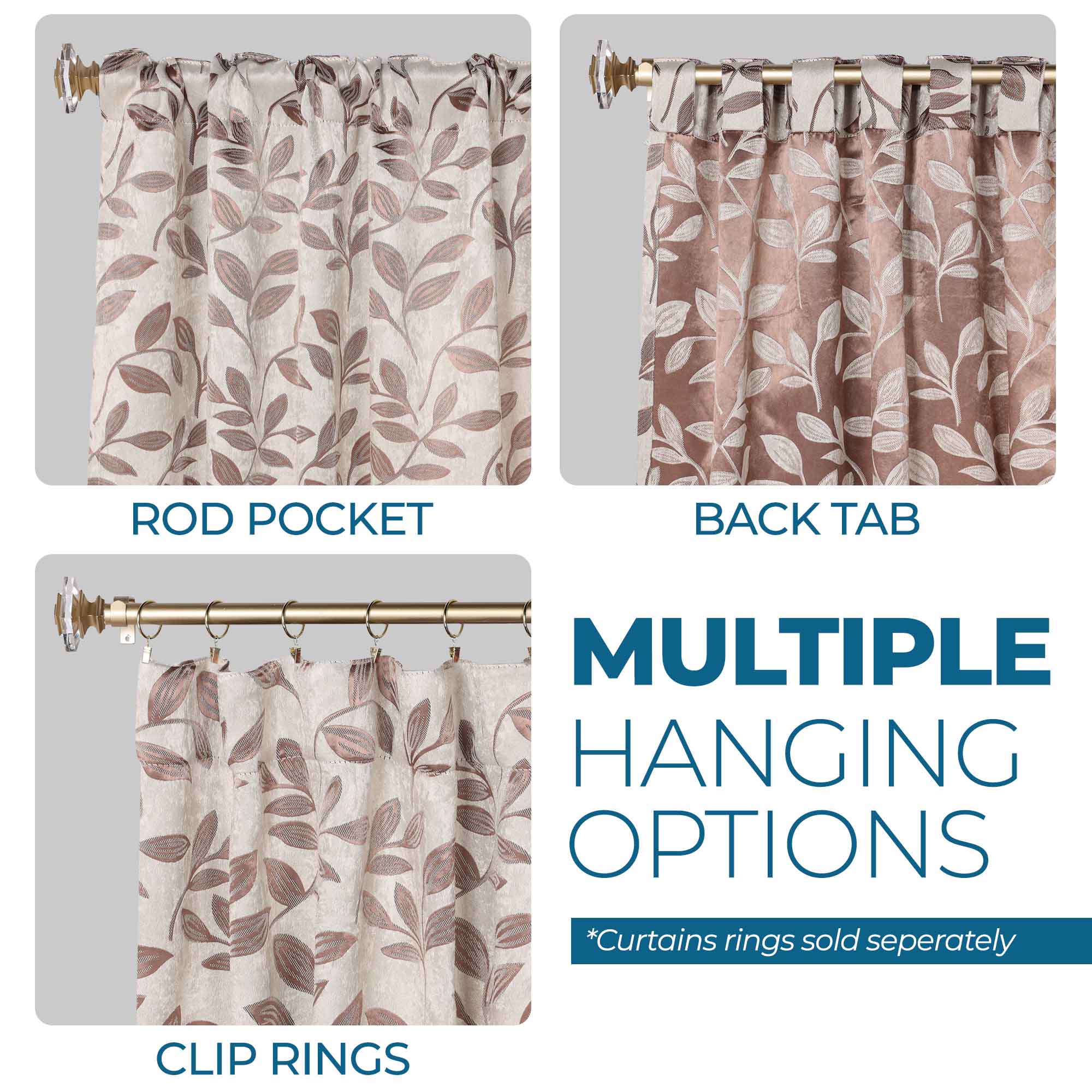 Leaves Room Darkening Back Tabs Blackout Curtain Panels, Set of 2 - Blackout Curtains by Superior